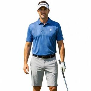 Bobby Jones Blue Black Geometric Print Golf Shirt Lightweight L